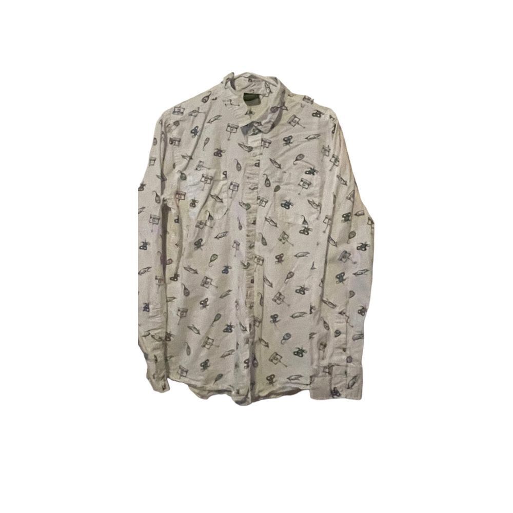 Fantastic Beasts by Hot Topic Mens White Casual Button Front Shirt Size Large
